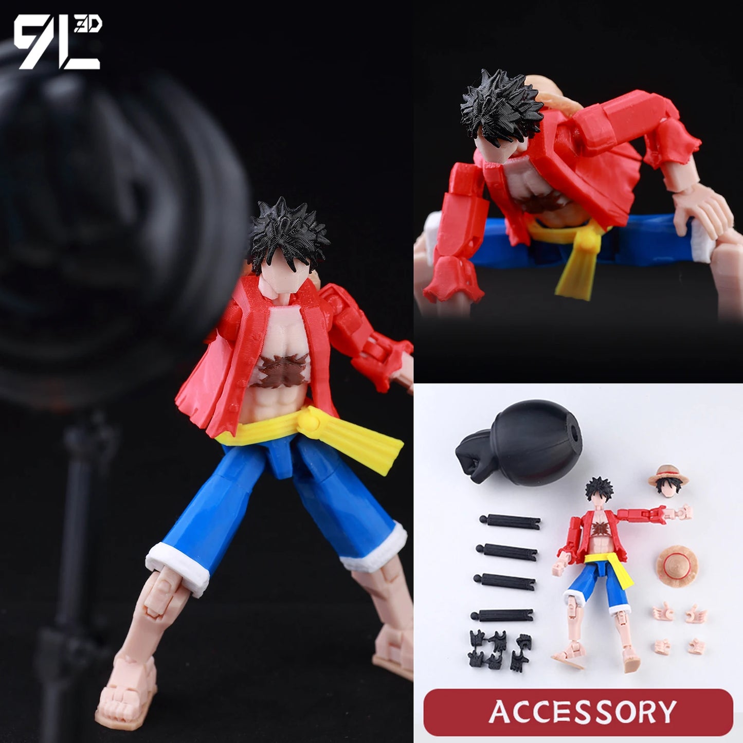 Luffy Gear 4 9L3D Lucky Dummy 13 3D Printed Action Figure