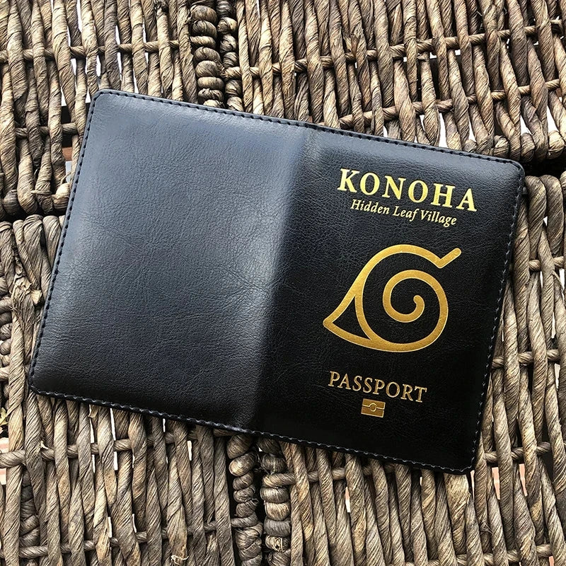 Naruto Hidden Leaf Village Premium Leather Passport Cover & Card Holder