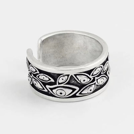 Jujutsu Kaisen Sukuna Eyes Ring – Adjustable Silver Gothic Jewelry
