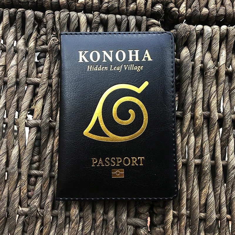 Naruto Hidden Leaf Village Premium Leather Passport Cover & Card Holder