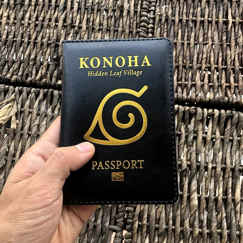 Naruto Hidden Leaf Village Premium Leather Passport Cover & Card Holder
