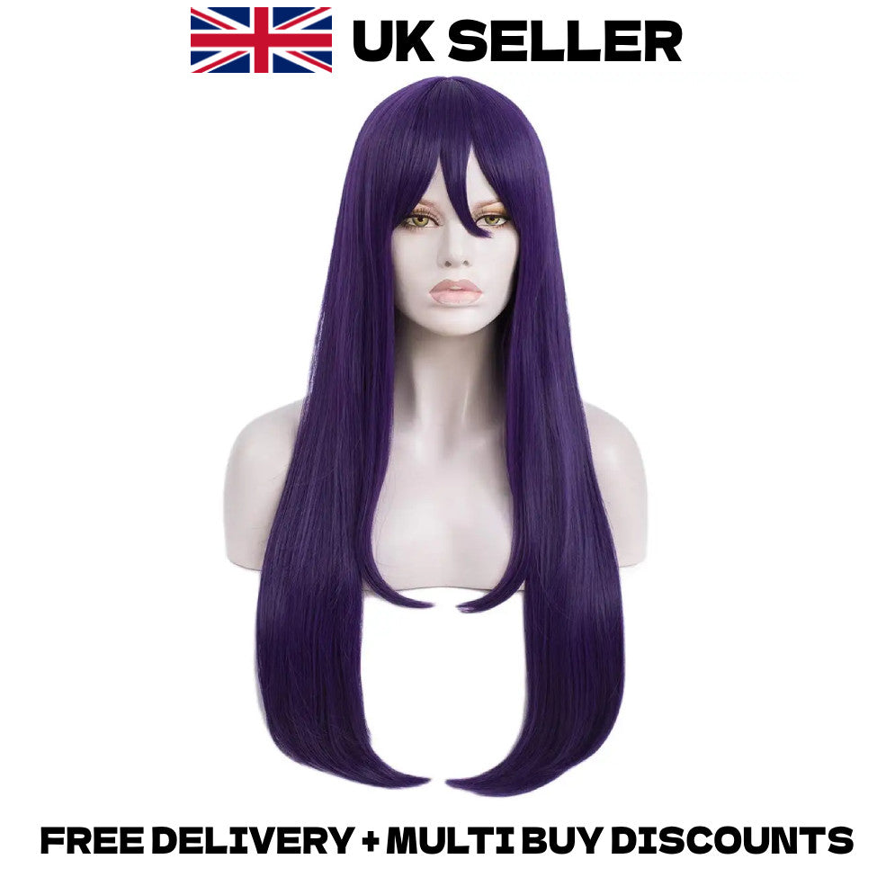 Doki Doki Literature Club Yuri Cosplay Wig Anime Long Purple Hair Bangs DDLC