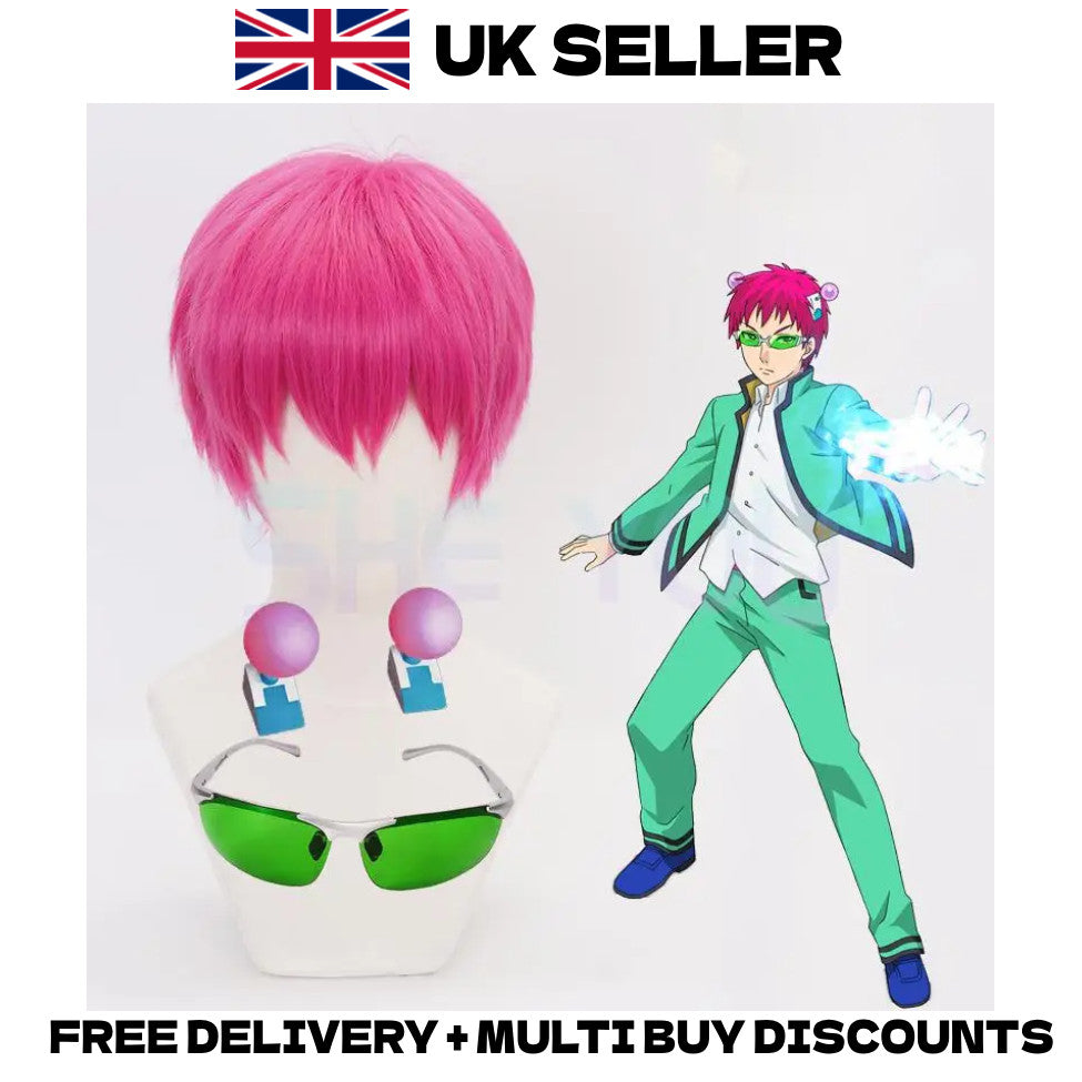 The Disastrous Life of Saiki K. Kusuo Saiki Cosplay Wig Glasses Pins Halloween