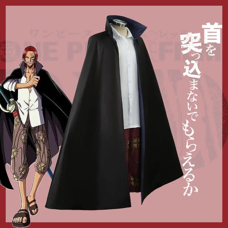 Shanks Redhead Cosplay Anime Costume Full Set Halloween Outfit Pirate Cloak