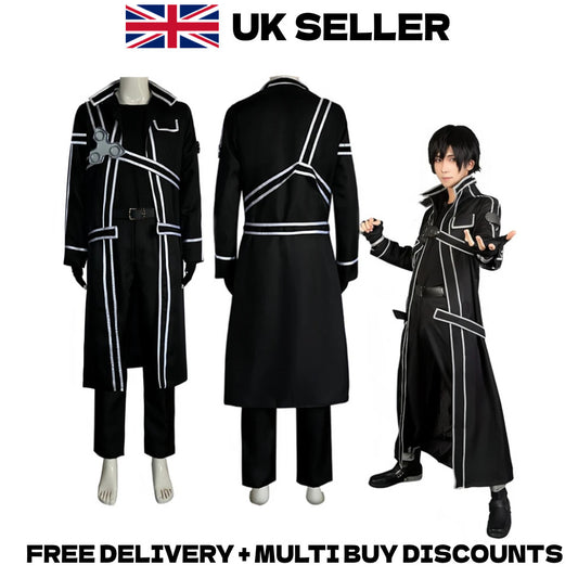 Sword Art Online Kirito Cosplay Costume Full Set Kazuto Kirigaya Coat Halloween