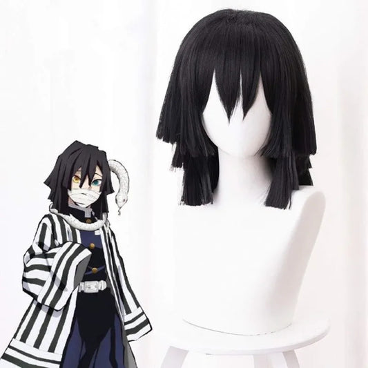 Demon Slayer Obanai Iguro Cosplay Wig Serpent Hashira Anime Merch Halloween Hair
