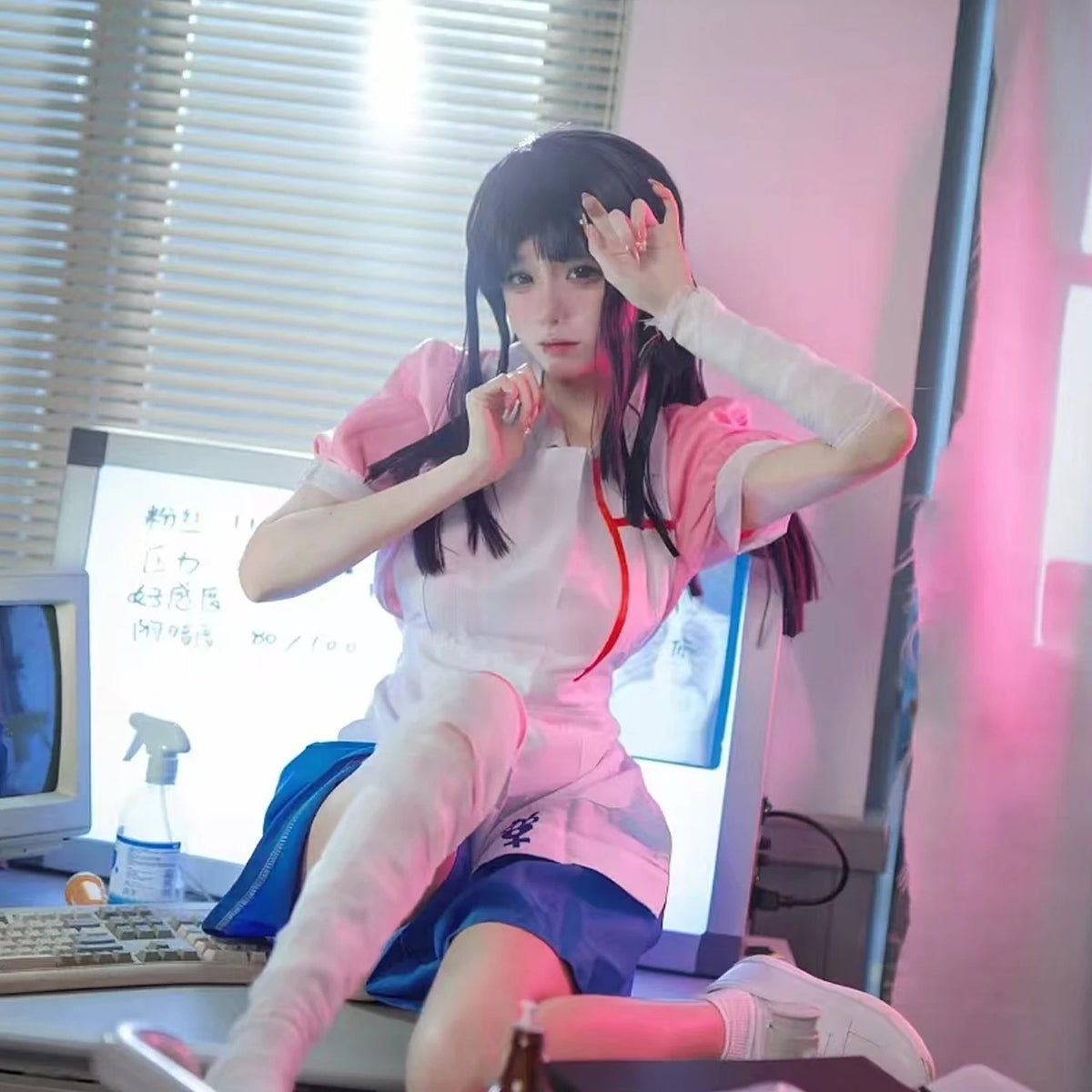 Danganronpa 2 Mikan Tsumiki Cosplay Anime Costume Full Set Wig Halloween Maid