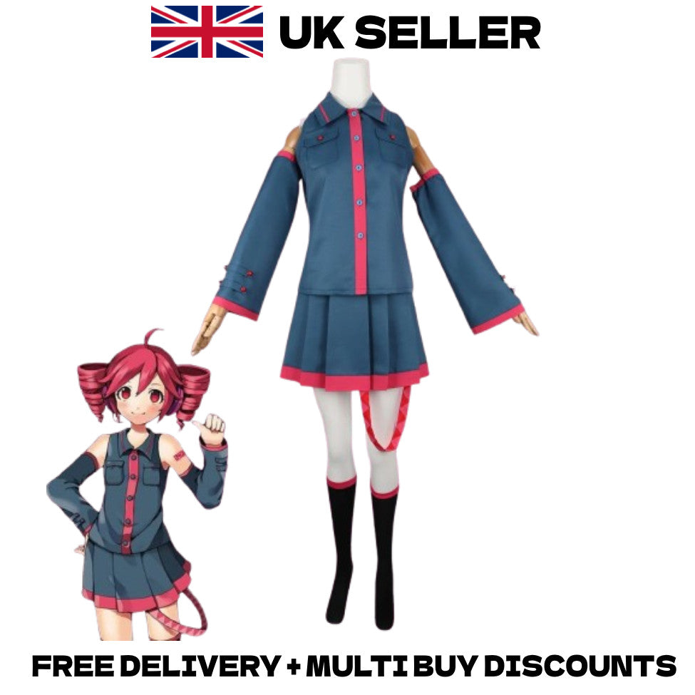 Vocaloid Kasane Teto Cosplay Costume Full Set Uniform Skirt Outfit Halloween