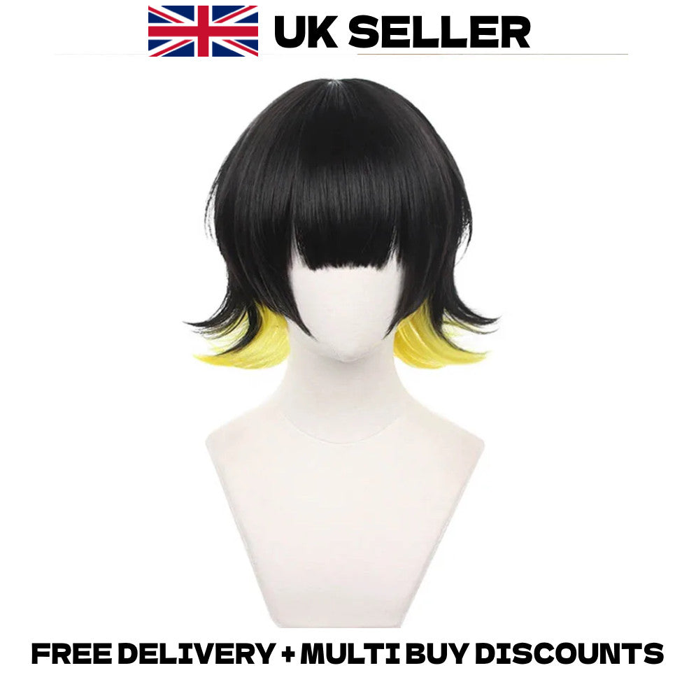 Blue Lock Bachira Meguru Cosplay Wig Black Yellow Anime Hair Soccer Merch