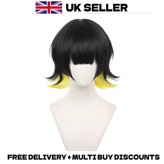 Blue Lock Bachira Meguru Cosplay Wig Black Yellow Anime Hair Soccer Merch