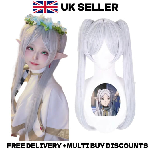 Frieren Beyond Journeys End Cosplay Wig White Elf Anime Hair Halloween Merch