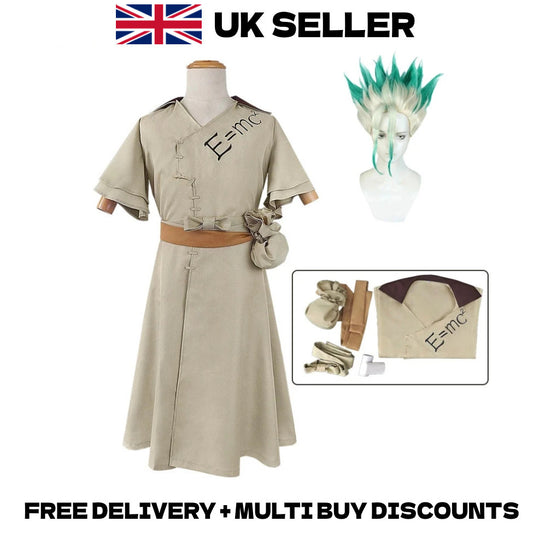 Dr. Stone Senku Ishigami Cosplay Costume Full Set Wig Scientist Outfit Halloween