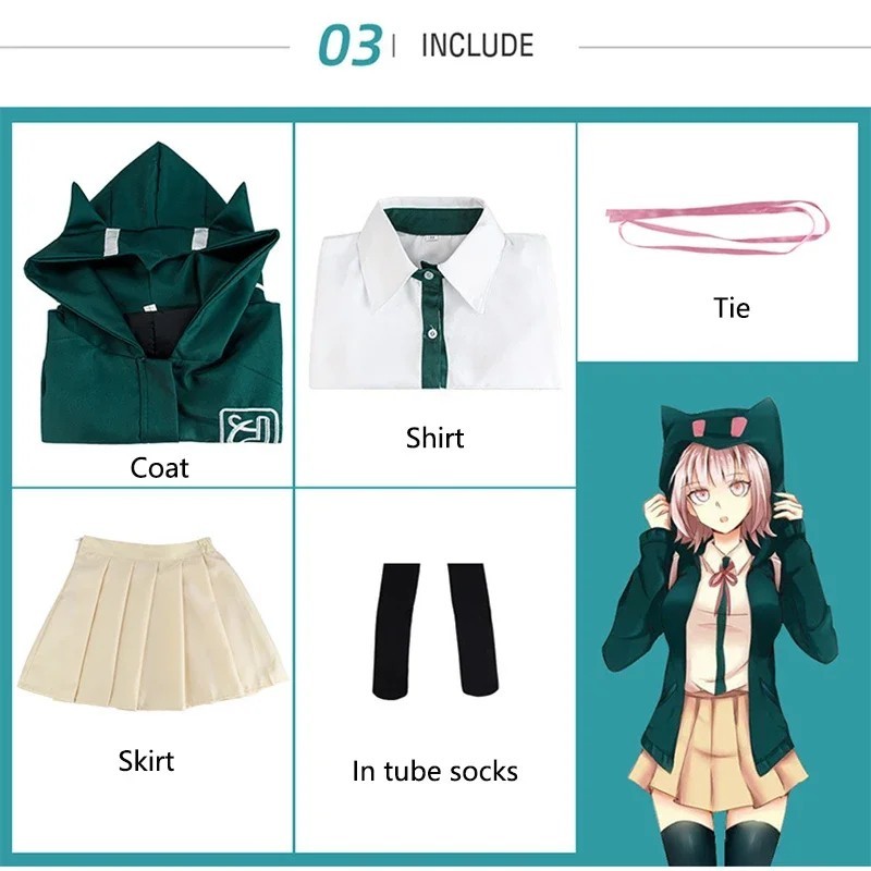 Danganronpa 2 Chiaki Nanami Cosplay Costume Full Set Halloween Outfit Anime