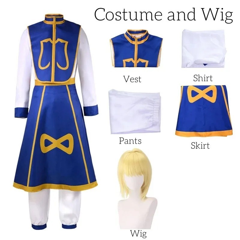 Hunter x Hunter Kurapika Cosplay Costume Full Set Wig Chains Anime Halloween
