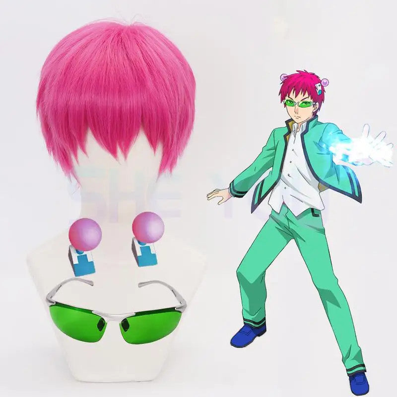 The Disastrous Life of Saiki K. Kusuo Saiki Cosplay Wig Glasses Pins Halloween