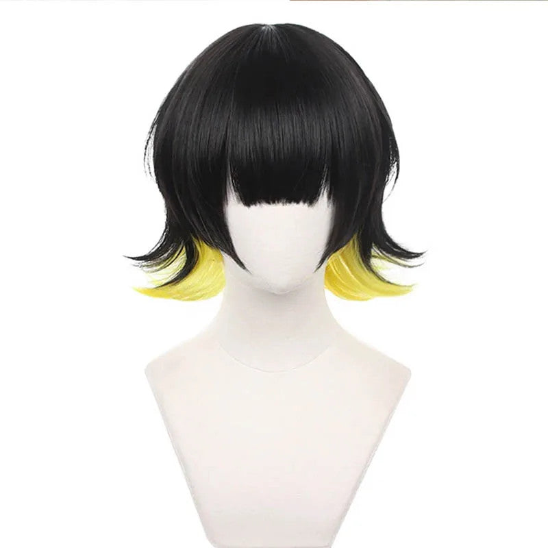Blue Lock Bachira Meguru Cosplay Wig Black Yellow Anime Hair Soccer Merch
