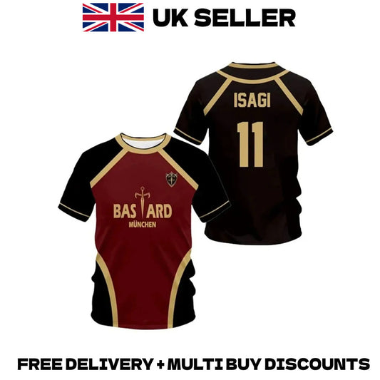 Blue Lock Cosplay Football Jersey Isagi Nagi BM Soccer T-Shirt Anime Costume
