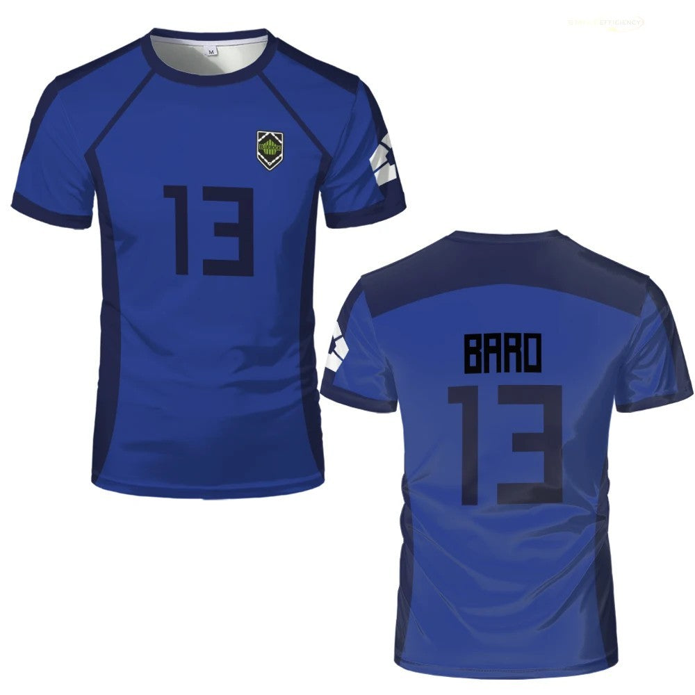 Blue Lock Team Z Football Jersey Anime Soccer T-Shirt Cosplay Costume Top Isagi