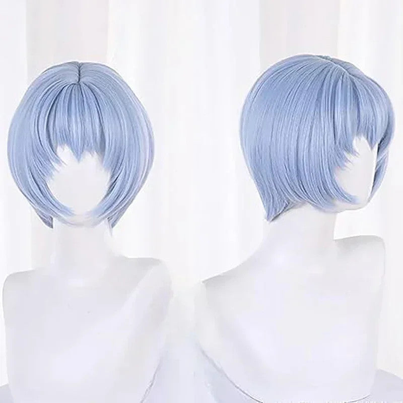 Neon Genesis Evangelion Rei Ayanami Cosplay Wig Blue Hair Clips Halloween Merch