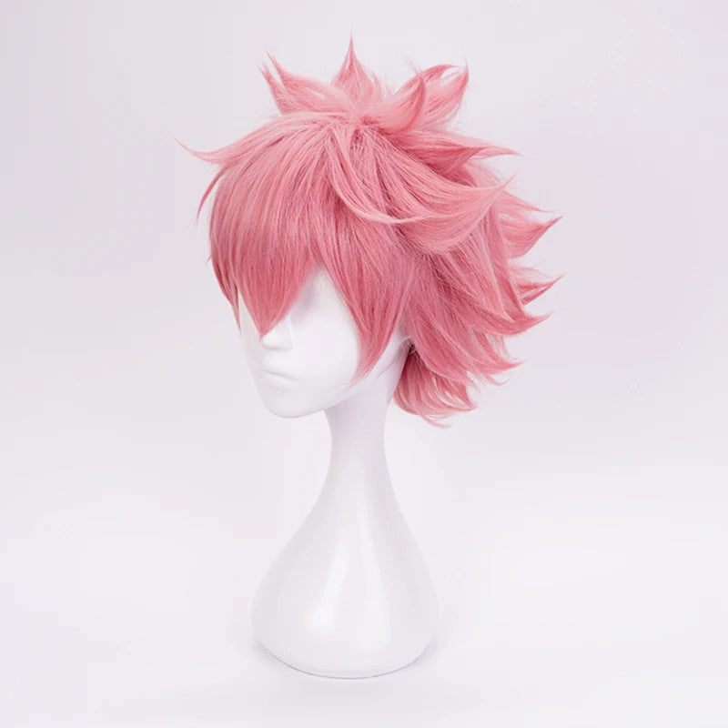 My Hero Academia Mina Ashido Cosplay Wig Horns Pink Anime Hair Halloween