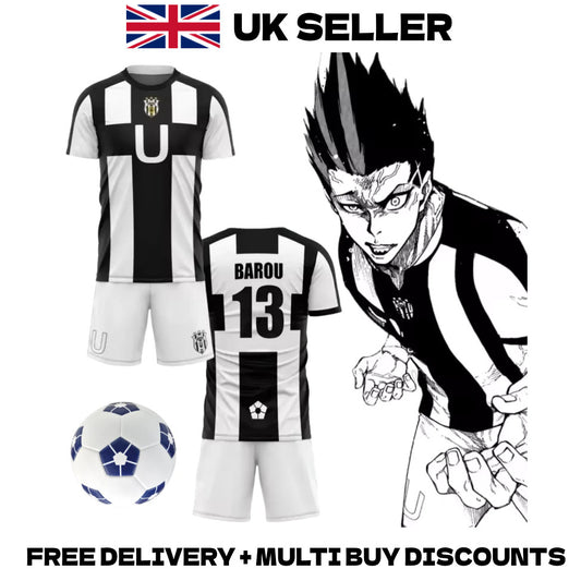 Blue Lock Ubers Full Kit Jersey Top + Shorts Barou Aiku Lorenzo Football Cosplay