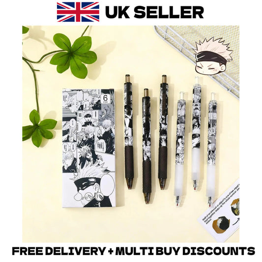 Jujutsu Kaisen 6Pcs Ballpoint Pens Back to School Anime Stationery Set Black Ink