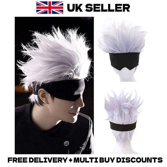 Jujutsu Kaisen Satoru Gojo Wig Blindfold Eyemask Cosplay Anime Hair Full Set