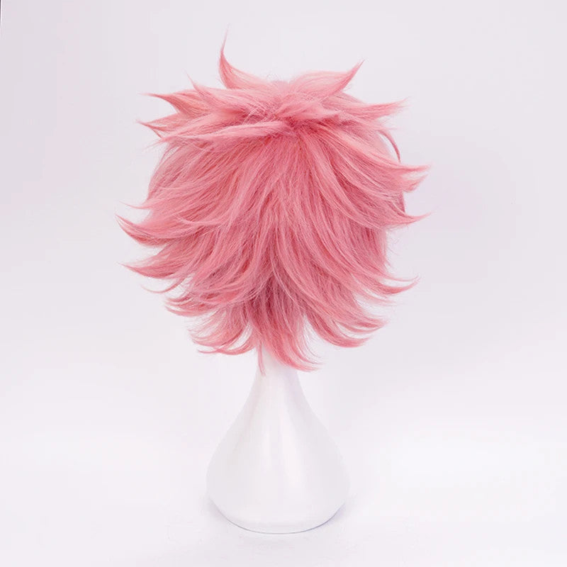 My Hero Academia Mina Ashido Cosplay Wig Horns Pink Anime Hair Halloween