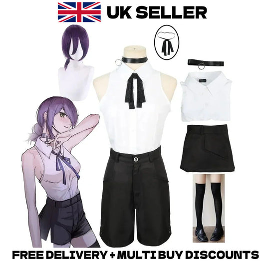 Reze Bomb Girl Cosplay Costume Sleeveless Shirt Shorts Outfit Anime Halloween
