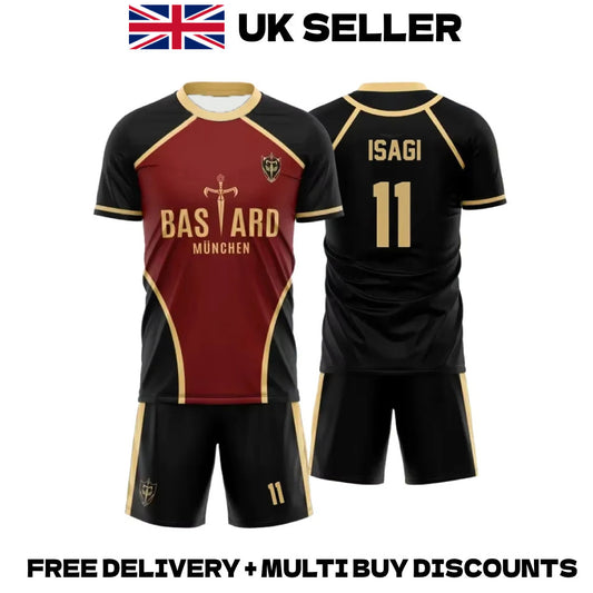 Blue Lock BM Jersey Top + Shorts Set Isagi Yoichi Cosplay Football Soccer Kit
