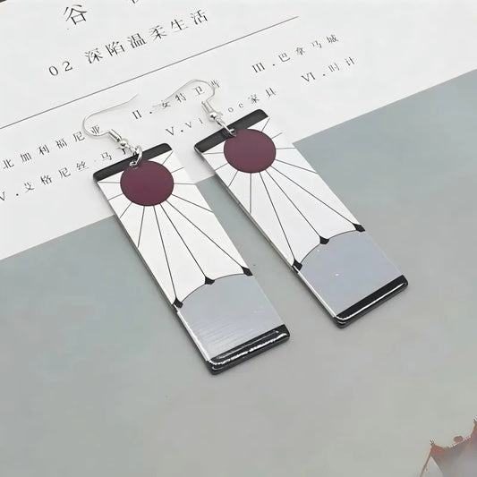 Demon Slayer Tanjiro Kamado Hanafuda Earrings Anime Cosplay Merch Prop Kimetsu