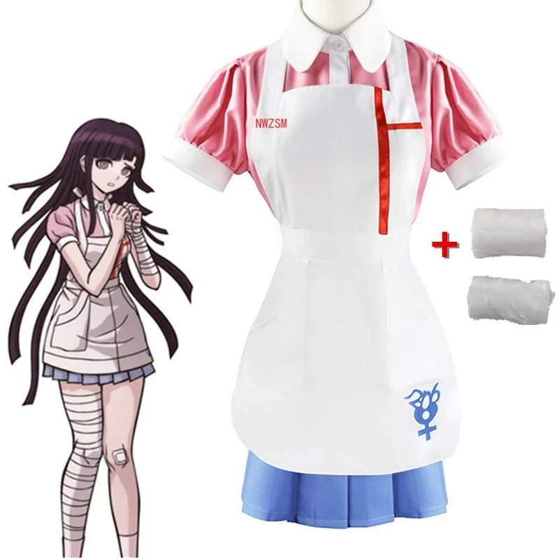 Danganronpa 2 Mikan Tsumiki Cosplay Costume Full Set Wig Halloween Outfit