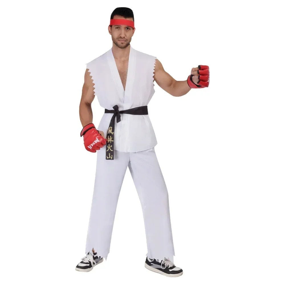 Street Fighter Ryu Ken Masters Cosplay Costume Full Set Karate Gi Halloween Fit