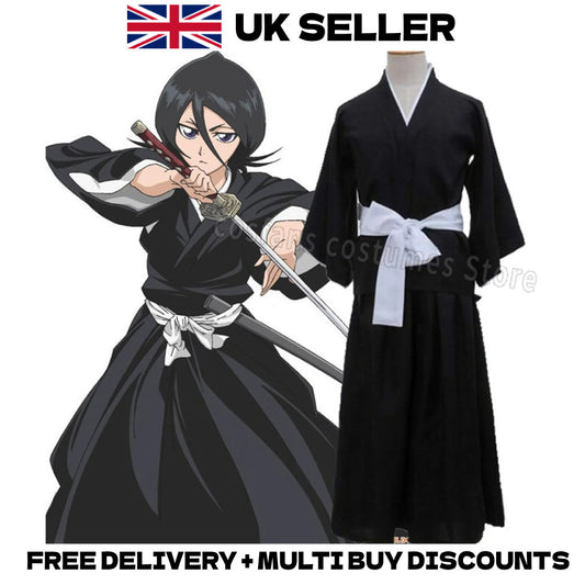 Bleach Rukia Kuchiki Cosplay Costume Full Set Shihakusho Kimono Hakama Halloween