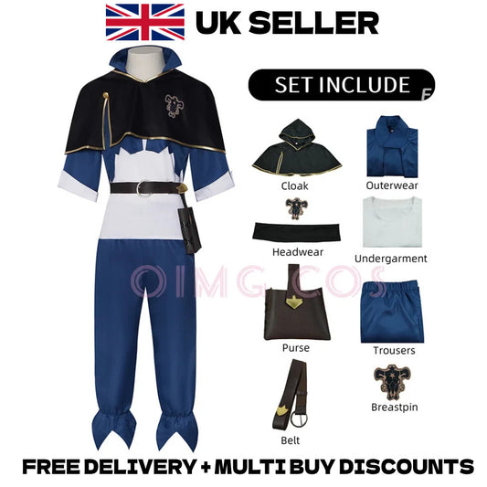 Black Clover Asta Cosplay Anime Costume Full Set Black Bulls Outfit Halloween