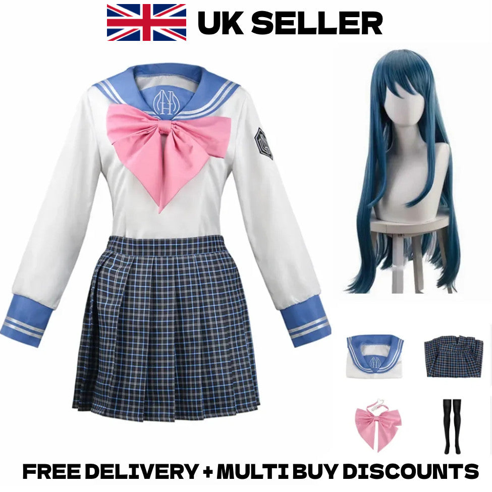 Danganronpa Sayaka Maizono Cosplay Costume Full Set Wig Halloween Outfit Anime
