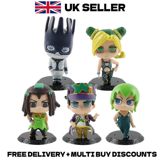 5PCS JoJo's Bizarre Adventure Figure Set Stone Ocean Chibi Anime Model 10cm PVC