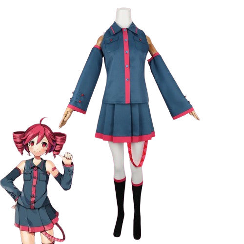 Vocaloid Kasane Teto Cosplay Costume Full Set Uniform Skirt Outfit Halloween