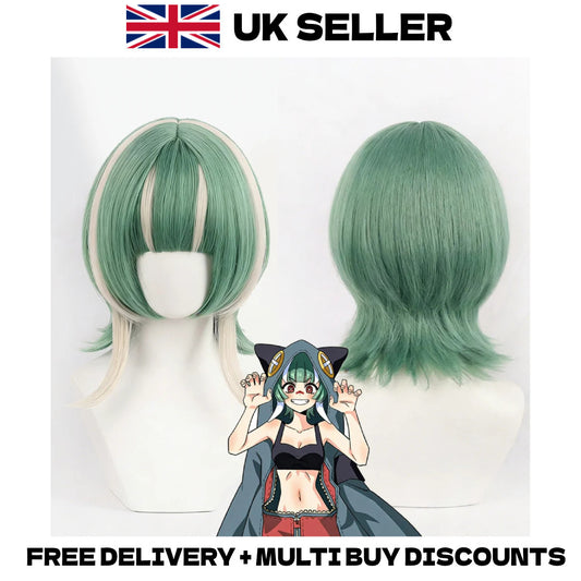 Gachiakuta Guita Cosplay Wig Anime Cleaners Green 35cm Anime Merch Fantasia