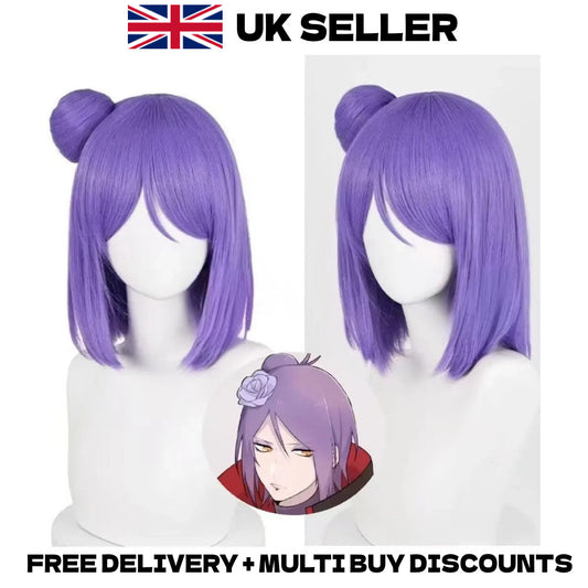 Naruto Shippuden Konan Cosplay Wig Akatsuki Kunoichi Merch Anime Halloween Hair