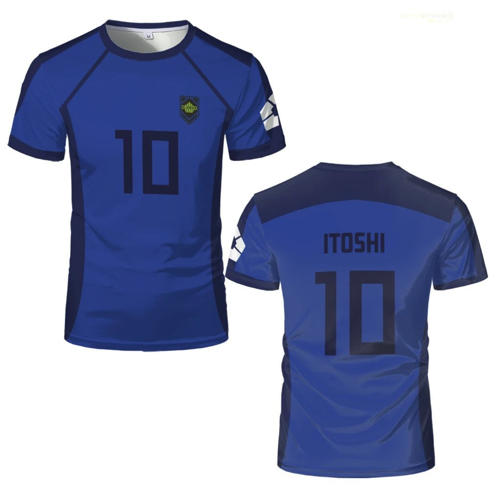 Blue Lock Team Z Football Jersey Anime Soccer T-Shirt Cosplay Costume Top Isagi
