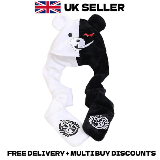 Danganronpa Monokuma Plush Hat Scarf Mittens 3 In 1 Anime Cosplay Beanie Bear