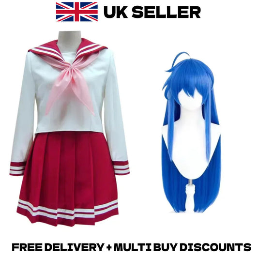 Lucky Star Konata Izumi Cosplay Costume Wig Full Set School Uniform Halloween