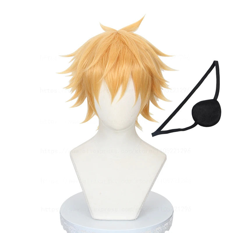 Denji Cosplay Wig Eyepatch Set Devil Hunter Anime Hair Halloween Merch Chainsaw