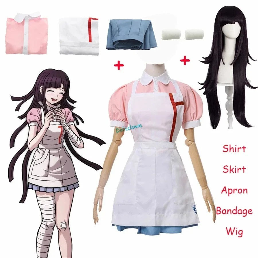 Danganronpa 2 Mikan Tsumiki Cosplay Anime Costume Full Set Wig Halloween Maid