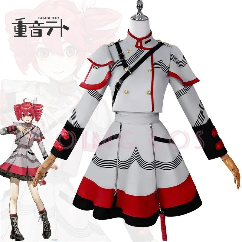 Synthesizer V Kasane Teto Cosplay Costume Full Set Wig Halloween Outfit
