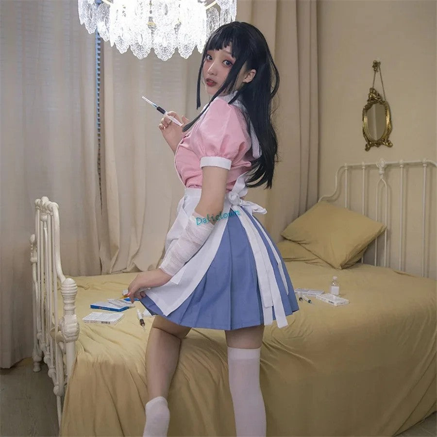 Danganronpa 2 Mikan Tsumiki Cosplay Anime Costume Full Set Wig Halloween Maid