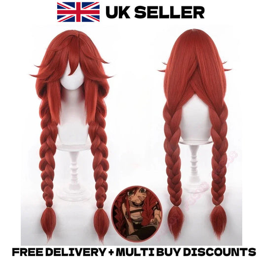 Gachiakuta Riyou Reaper Cosplay Wig Red Hair Anime Merch Pigtails Halloween