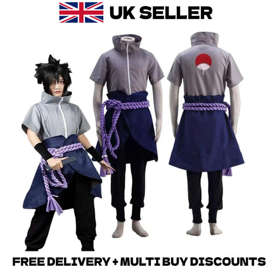 Naruto Shippuden Sasuke Uchiha Cosplay Costume Full Outfit Halloween Anime Merch