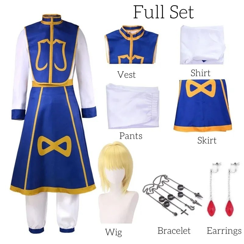 Hunter x Hunter Kurapika Cosplay Costume Full Set Wig Chains Anime Halloween
